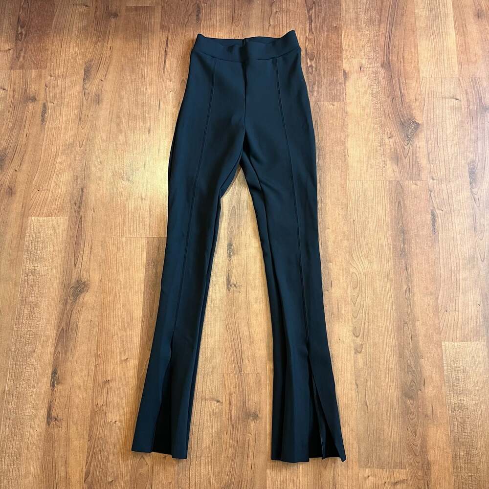 Commando Women's Black High-Rise Slim Leggings with Split Hem XS